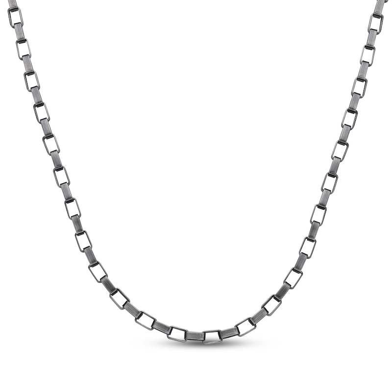 Main Image 1 of Men's Hollow Square Link Chain Necklace 5mm Stainless Steel & Antique Finish 22&quot;