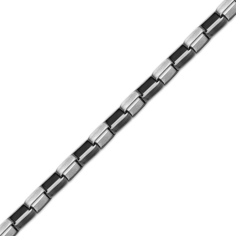 Main Image 2 of Men's Hollow Square Link Chain Necklace 5mm Stainless Steel & Antique Finish 22&quot;