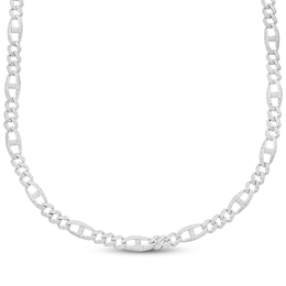 Men's Diamond Mariner & Curb Link Necklace 2-1/2 ct tw Sterling Silver 20&quot;