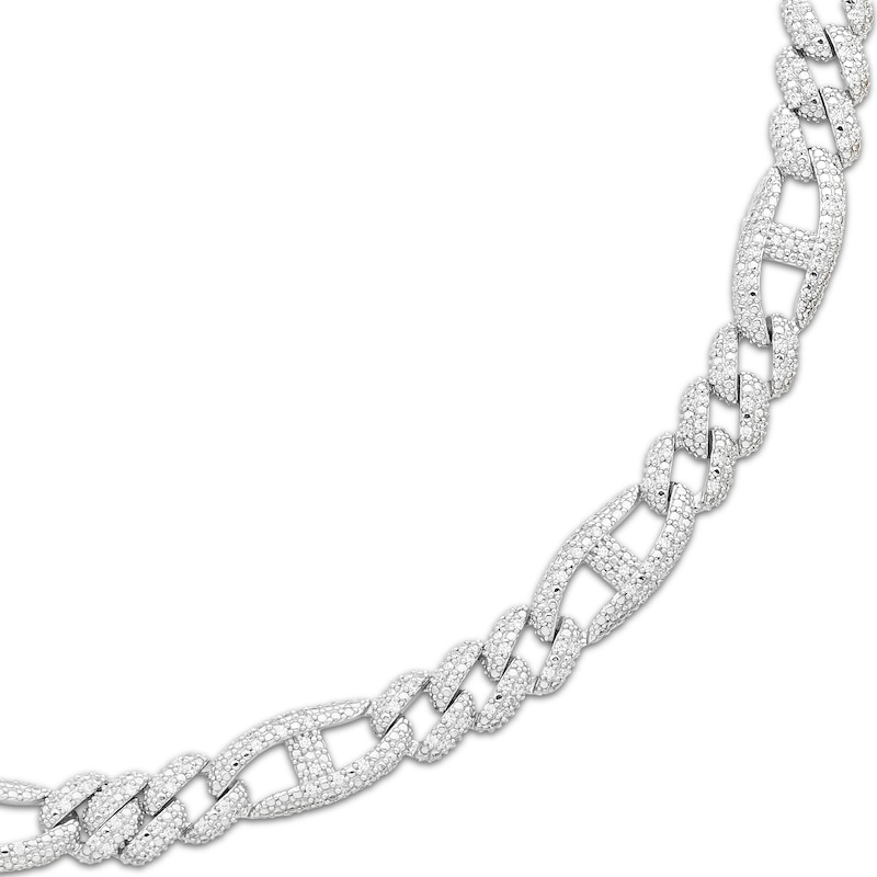 Main Image 2 of Men's Diamond Mariner & Curb Link Necklace 2-1/2 ct tw Sterling Silver 20&quot;