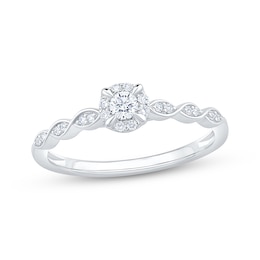 Diamond Halo Promise Ring 1/5 ct tw 10K White Gold