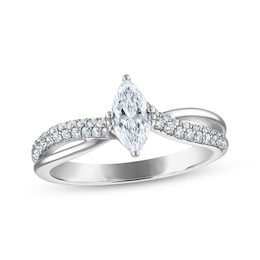 Adore Marquise-Cut Diamond Curve Engagement Ring 3/4 ct tw 14K White Gold