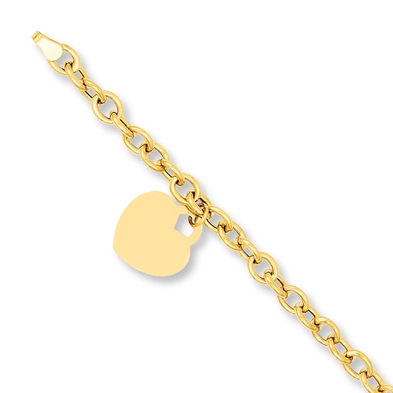 Kay Outlet Heart Charm Bracelet 14K Yellow Gold 7.5