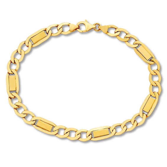 Link Chain Bracelet Hollow 10K Yellow Gold 8.5