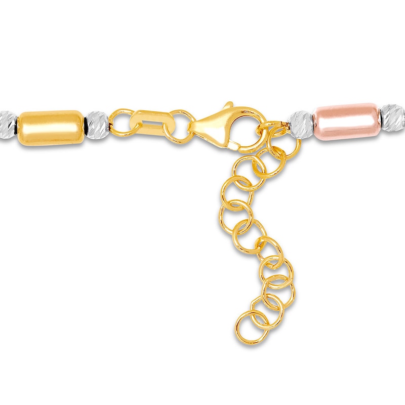 Main Image 3 of 10K Tri-Color Gold Anklet Adjustable 10&quot;