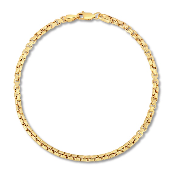Hollow Box Chain Bracelet 10K Yellow Gold 9