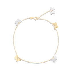 Butterfly Charm Anklet 14K Two-Tone Gold 10&quot;
