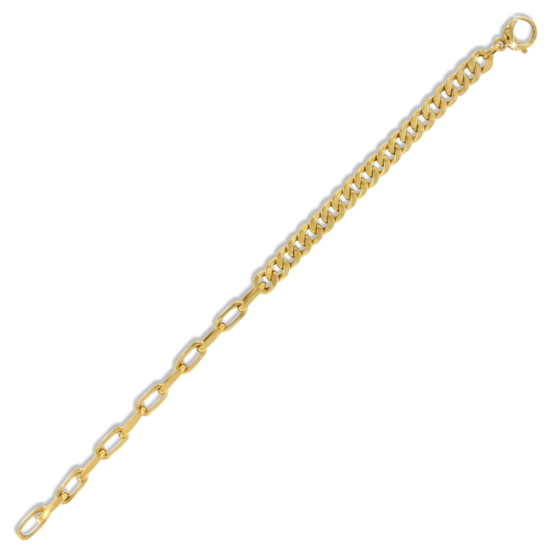 Paperclip & Curb Chain Bracelet 10K Yellow Gold 7.5"