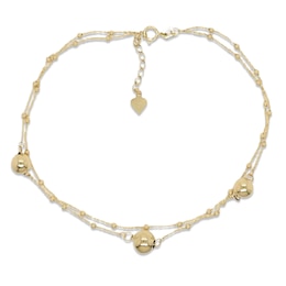 Beaded Anklet 10K Yellow Gold 10&quot;