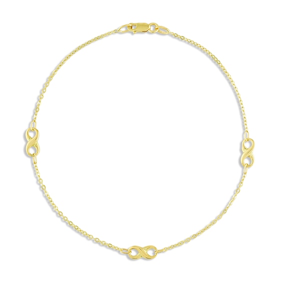 Infinity Anklet 14K Yellow Gold 9.75"