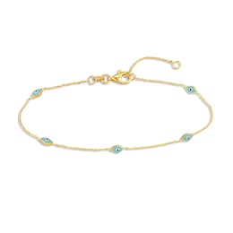 Enamel Evil Eye Bracelet 14K Yellow Gold 7.25&quot;