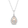 Thumbnail Image 1 of Multi-Diamond Teardrop Necklace 1/4 ct tw Sterling Silver & 10K Rose Gold 18”