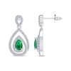 Thumbnail Image 0 of Pear-Shaped Lab-Created Emerald & White Lab-Created Sapphire Dangle Earrings Sterling Silver