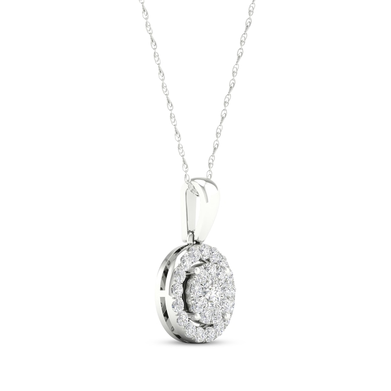 Main Image 2 of Lab-Grown Diamonds by KAY Circle Halo Necklace 1/2 ct tw 10K White Gold 18&quot;