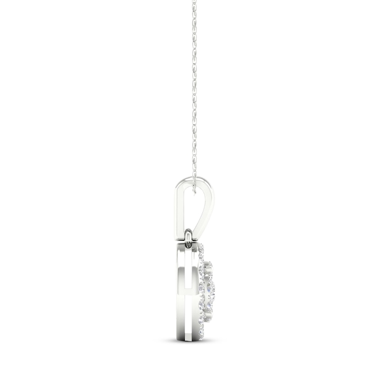 Main Image 3 of Lab-Grown Diamonds by KAY Circle Halo Necklace 1/2 ct tw 10K White Gold 18&quot;