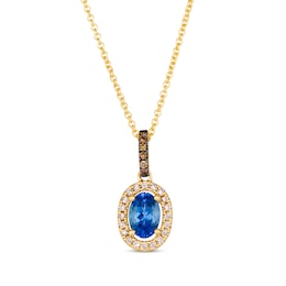 Le Vian Tanzanite Halo Necklace 1/15 ct tw Diamonds 14K Honey Gold 20&quot;