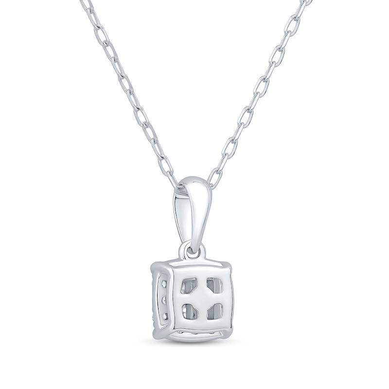 Princess-Cut Multi-Diamond Center Cushion Frame Necklace 1/4 ct tw 10K White Gold 19"