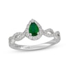 Thumbnail Image 1 of Neil Lane Pear-Shaped Natural Emerald & Diamond Halo Engagement Ring 3/8 ct tw 14K White Gold