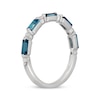 Thumbnail Image 2 of Neil Lane Baguette-Cut London Blue Topaz & Round-Cut Diamond Anniversary Ring 1/8 14K White Gold