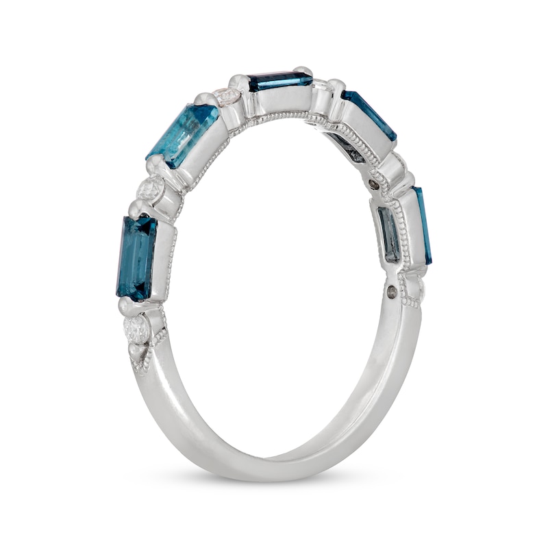 Main Image 2 of Neil Lane Baguette-Cut London Blue Topaz & Round-Cut Diamond Anniversary Ring 1/8 14K White Gold