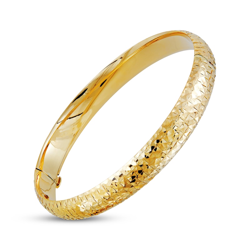 Main Image 1 of Diamond-Cut Bangle Bracelet 10K Yellow Gold