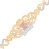 Thumbnail Image 1 of Diamond-Cut Quinceañera Hearts Bracelet 14K Tri-Tone Gold 7.5"