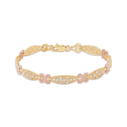 Ellipse-Link Bracelet 14K Tri-Tone Gold 7.5&quot;