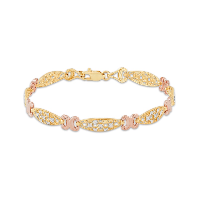 Main Image 1 of Ellipse-Link Bracelet 14K Tri-Tone Gold 7.5&quot;