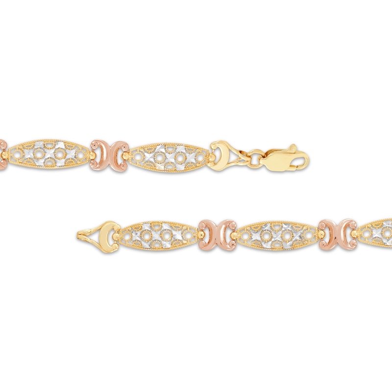 Main Image 2 of Ellipse-Link Bracelet 14K Tri-Tone Gold 7.5&quot;