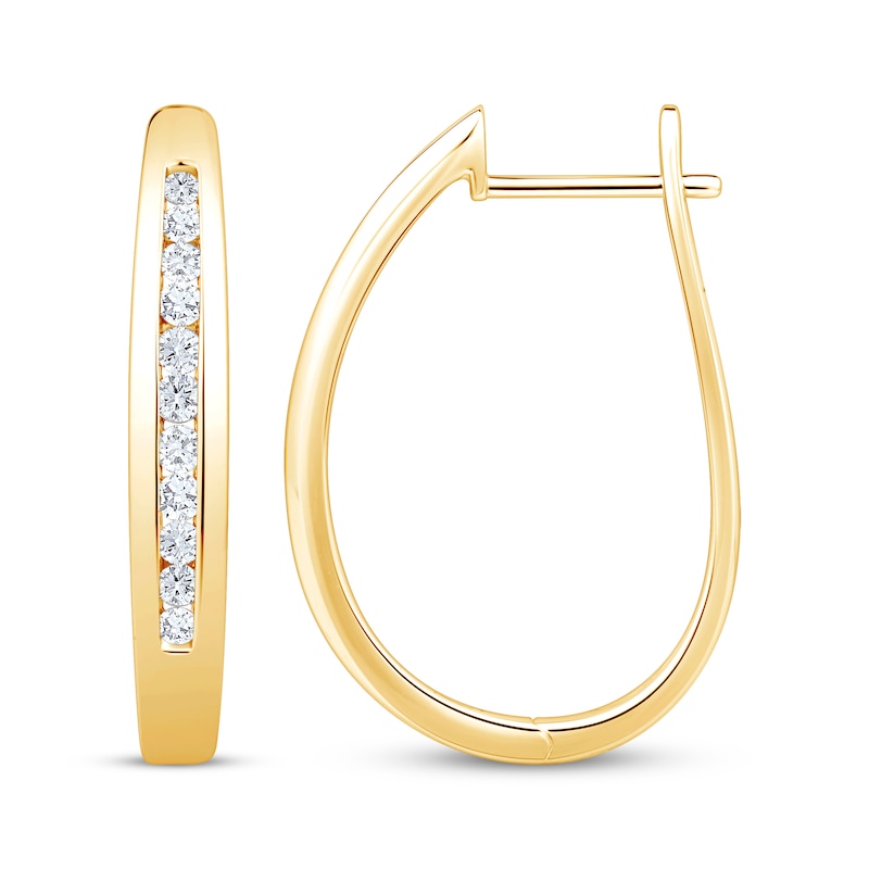 Diamond Hoop Earrings 1/2 ct tw 10K Yellow Gold