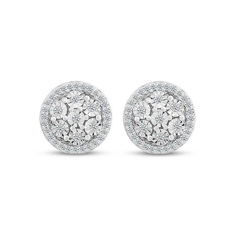 Main Image 2 of Multi-Diamond Halo Stud Earrings 1/4 ct tw Sterling Silver