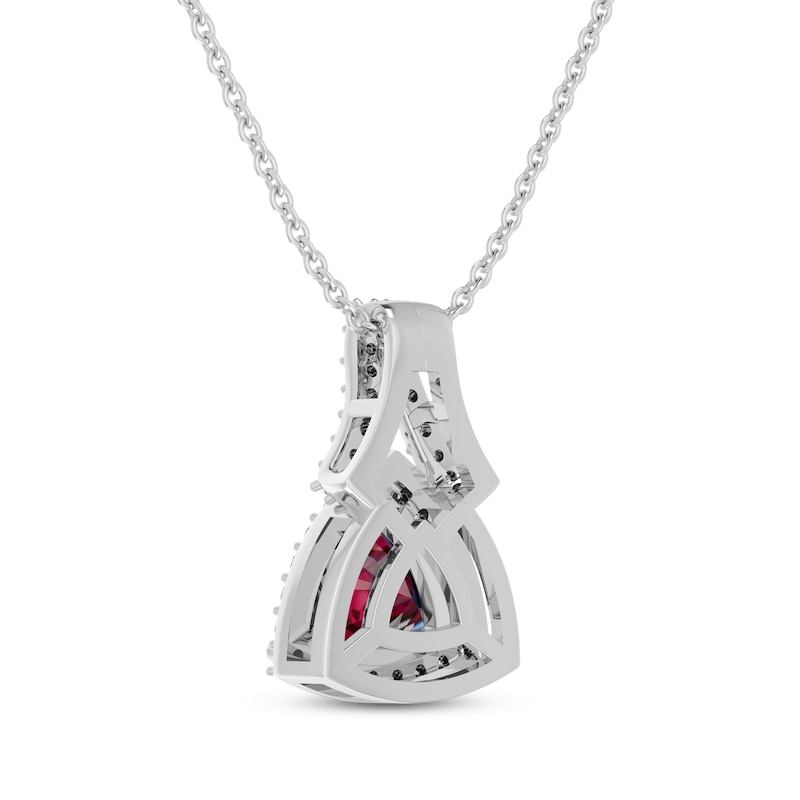 Main Image 3 of Trillion-Cut Lab-Created Ruby & White Lab-Created Sapphire Necklace Sterling Silver 18&quot;