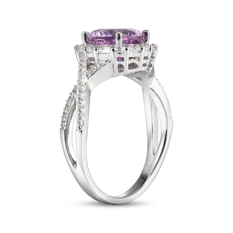 Round-Cut Amethyst & White Lab-Created Sapphire Ring Sterling Silver ...