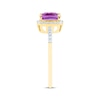 Thumbnail Image 2 of Cushion-Cut Amethyst & Diamond Halo Ring 1/10 ct tw 14K Yellow Gold