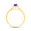 Thumbnail Image 3 of Cushion-Cut Amethyst & Diamond Halo Ring 1/10 ct tw 14K Yellow Gold