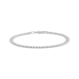 Solid Curb Chain Bracelet 4.2mm 14K White Gold 8.5&quot;