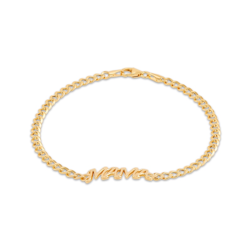 Main Image 1 of &quot;Mama&quot; Curb Chain Bracelet 14K Yellow Gold 7.5&quot;