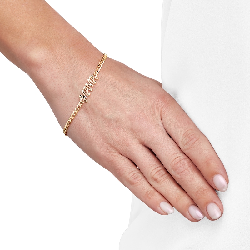 Main Image 3 of &quot;Mama&quot; Curb Chain Bracelet 14K Yellow Gold 7.5&quot;