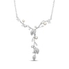 Thumbnail Image 1 of Cultured Pearl & White Lab-Created Sapphire Vine Y-Drop Necklace Sterling Silver 18&quot;