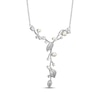 Thumbnail Image 2 of Cultured Pearl & White Lab-Created Sapphire Vine Y-Drop Necklace Sterling Silver 18&quot;