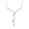 Thumbnail Image 3 of Cultured Pearl & White Lab-Created Sapphire Vine Y-Drop Necklace Sterling Silver 18&quot;