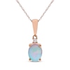 Thumbnail Image 0 of Oval-Cut Natural Opal & Diamond Accent Necklace 10K Rose Gold 18"