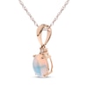 Thumbnail Image 1 of Oval-Cut Natural Opal & Diamond Accent Necklace 10K Rose Gold 18"