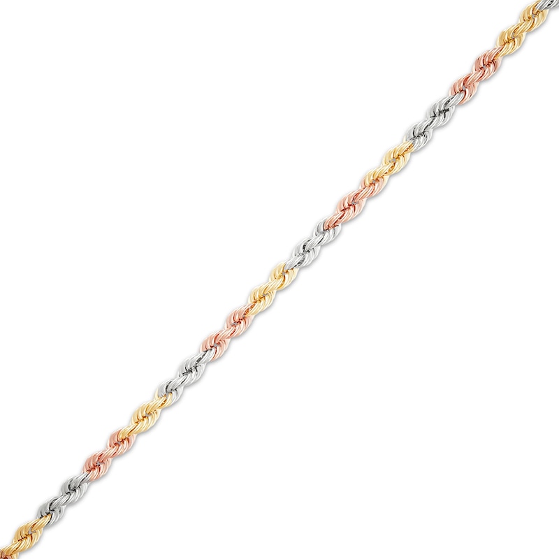 Main Image 2 of Solid Rope Chain Necklace 3mm 14K Tri-Tone Gold 18&quot;