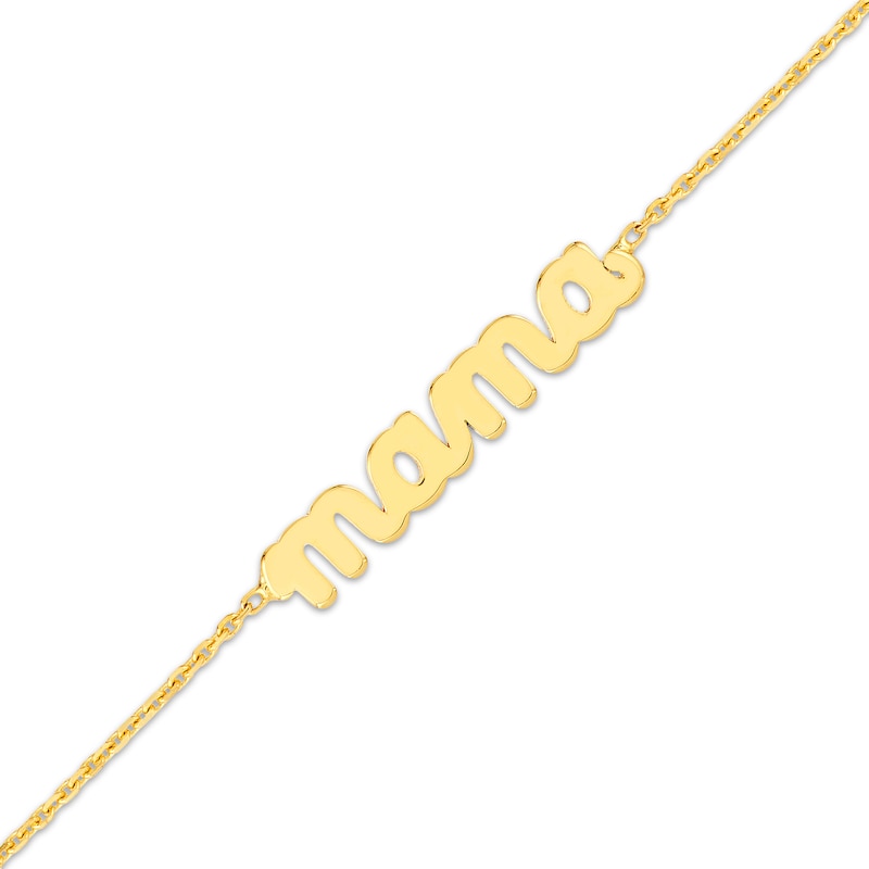 Cursive "Mama" Bracelet 14K Yellow Gold 8.25"