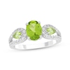 Thumbnail Image 1 of Oval-Cut & Pear-Shaped Peridot, White Lab-Created Sapphire Ring Sterling Silver