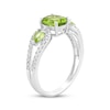 Thumbnail Image 2 of Oval-Cut & Pear-Shaped Peridot, White Lab-Created Sapphire Ring Sterling Silver