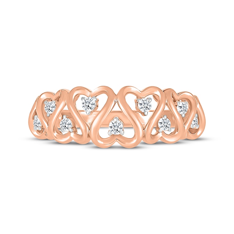 Main Image 3 of Diamond Heart Swirl Ring 1/8 ct tw 10K Rose Gold