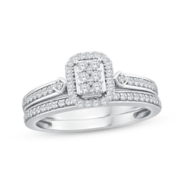 Multi-Diamond Halo Bridal Set 1/3 ct tw 10K White Gold