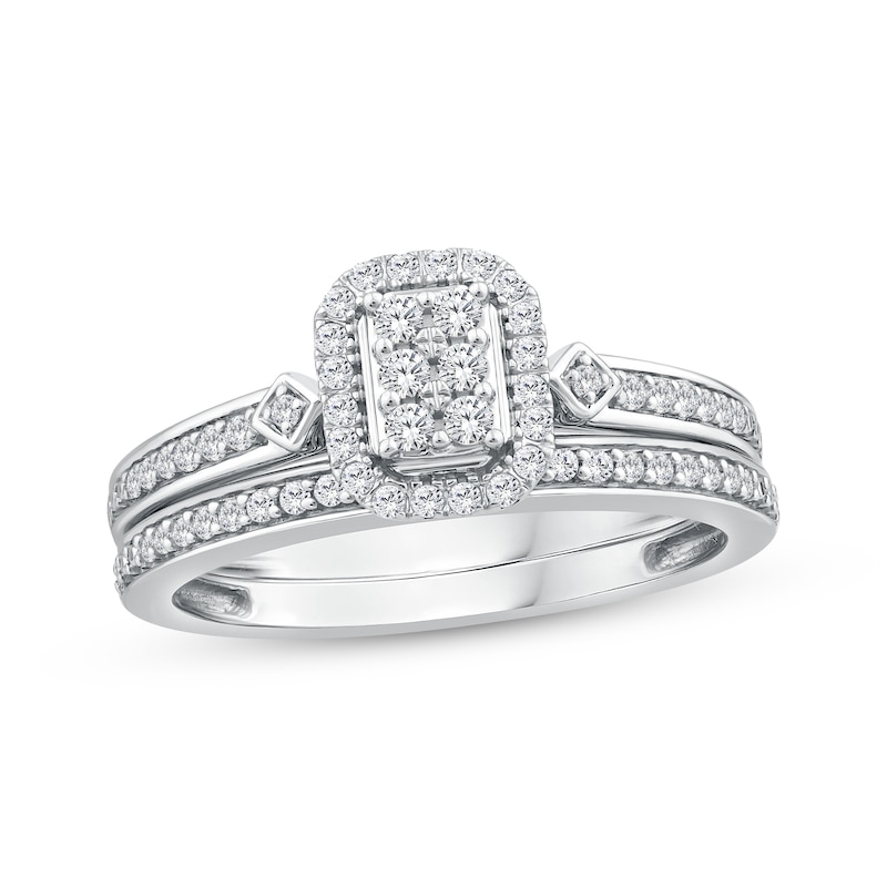 Multi-Diamond Halo Bridal Set 1/3 ct tw 10K White Gold